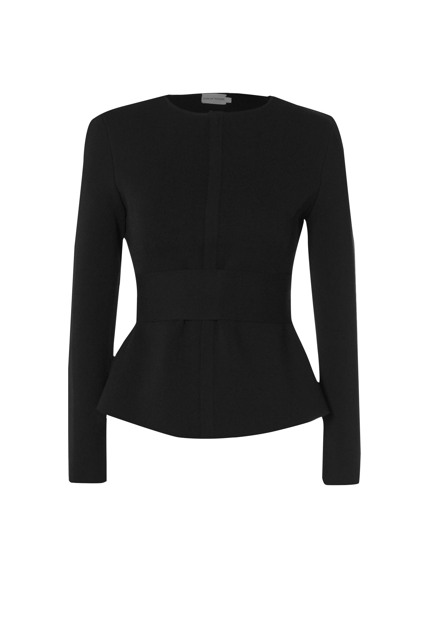 CREPE KNIT CURVED HEM JACKET - BLACK