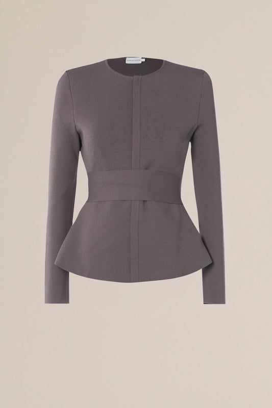 CREPE KNIT CURVED HEM JACKET - TORBA