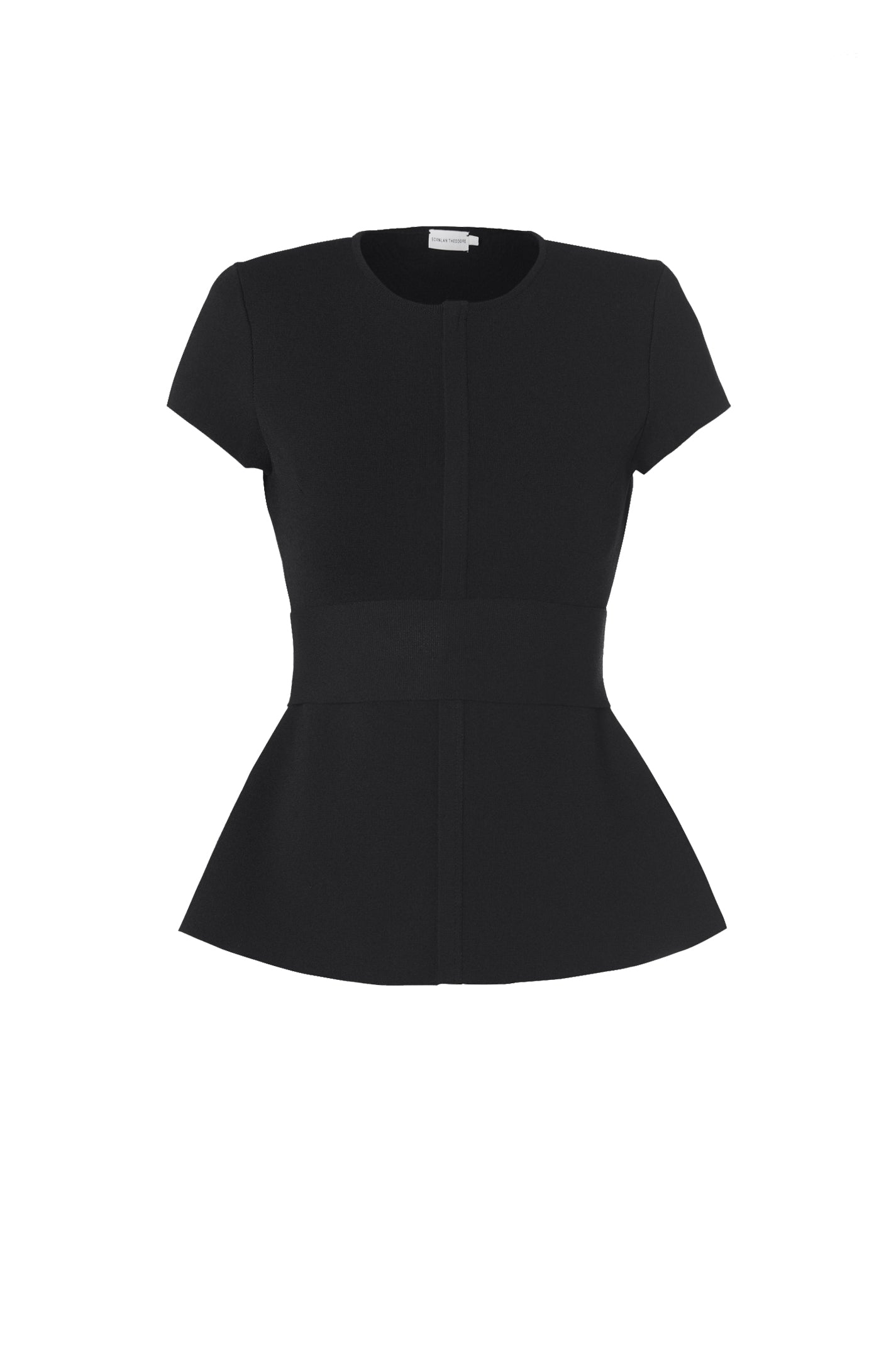 CREPE KNIT SHORT SLEEVE CURVED HEM JACKET - BLACK