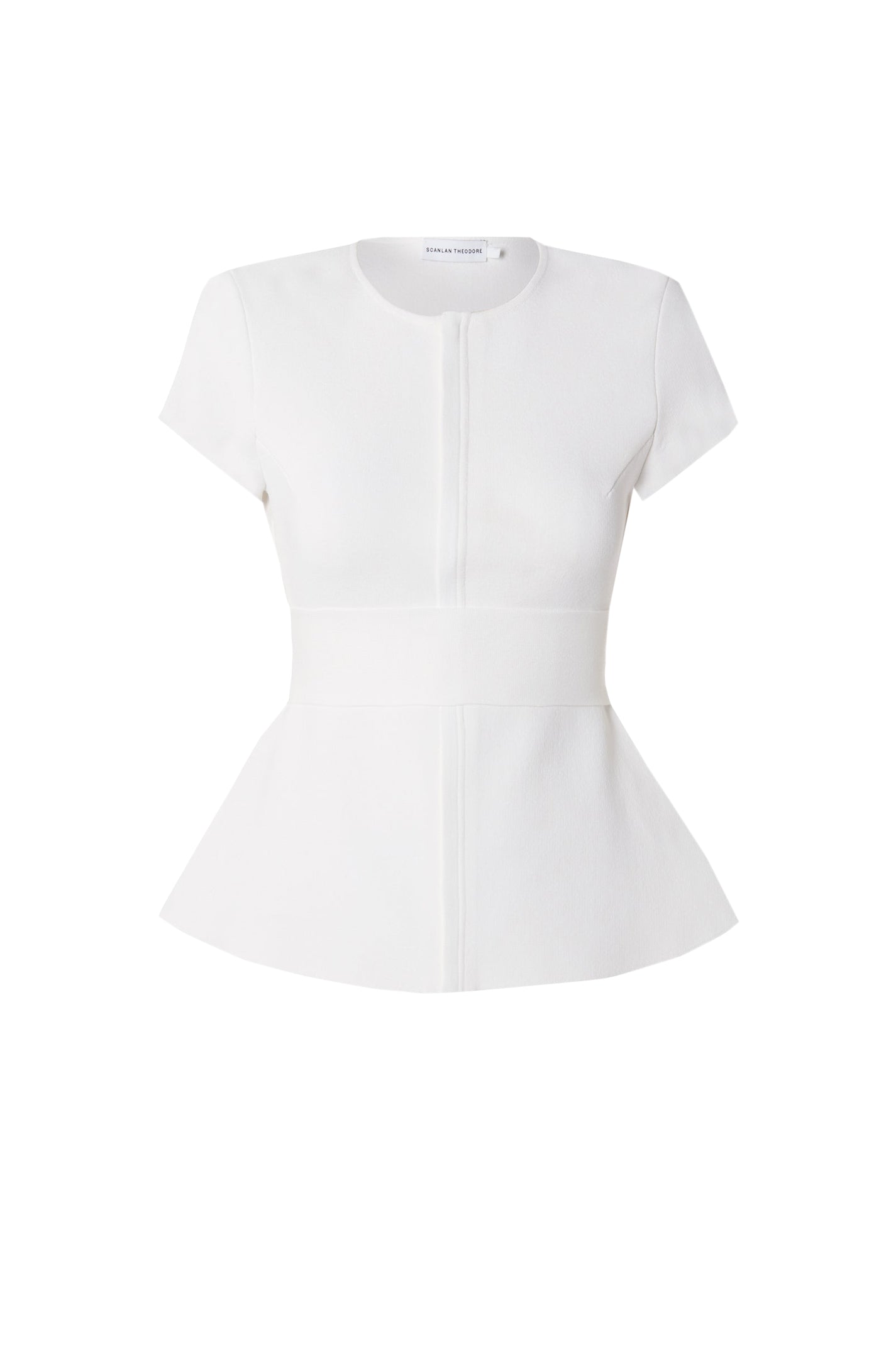 CREPE KNIT SHORT SLEEVE CURVED HEM JACKET - WHITE