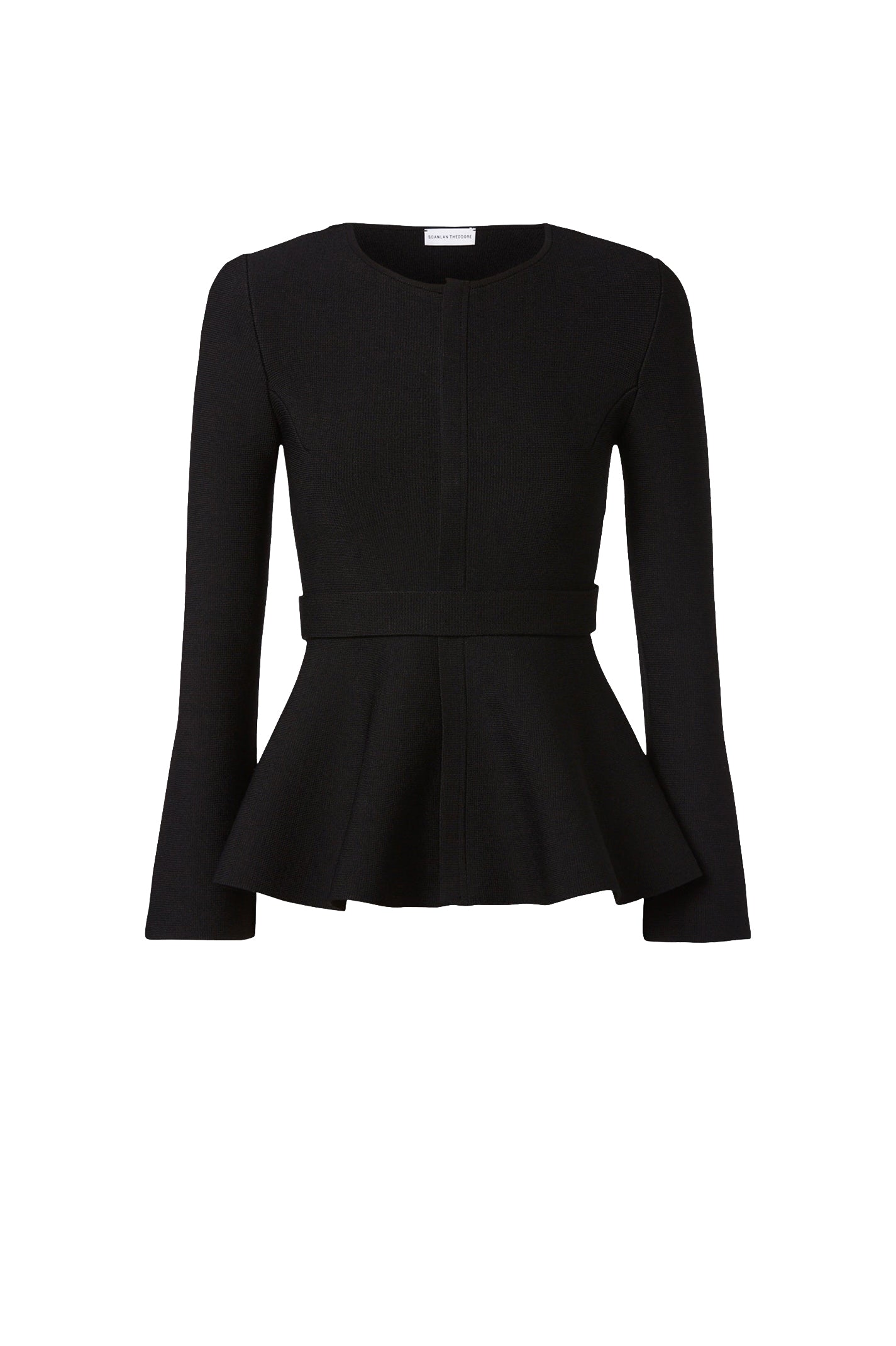 CREPE KNIT RUFFLE JACKET - BLACK