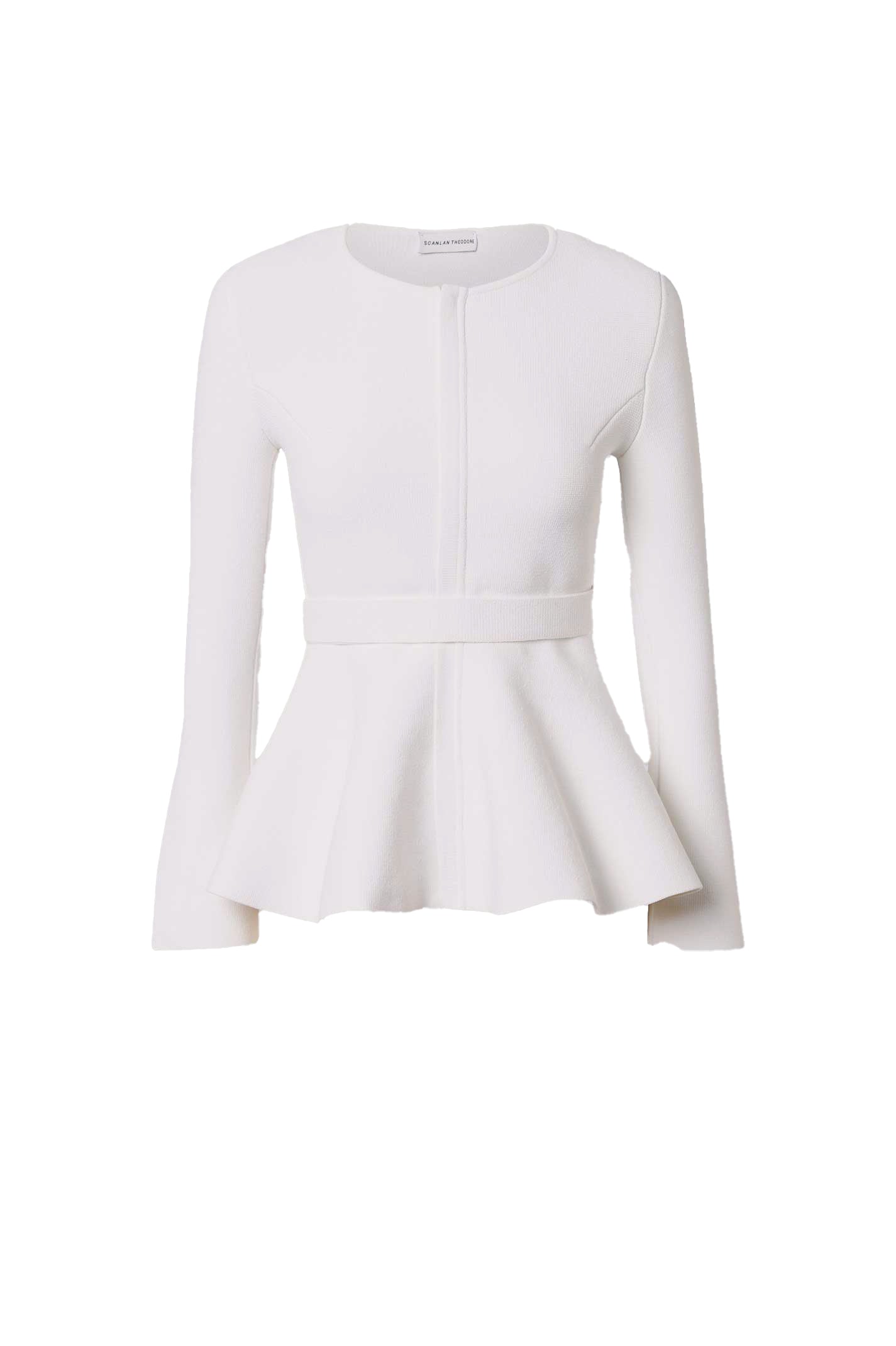 CREPE KNIT RUFFLE JACKET - WHITE