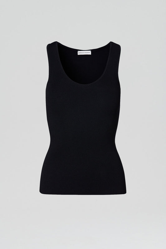 CREPE KNIT SINGLET - NAVY