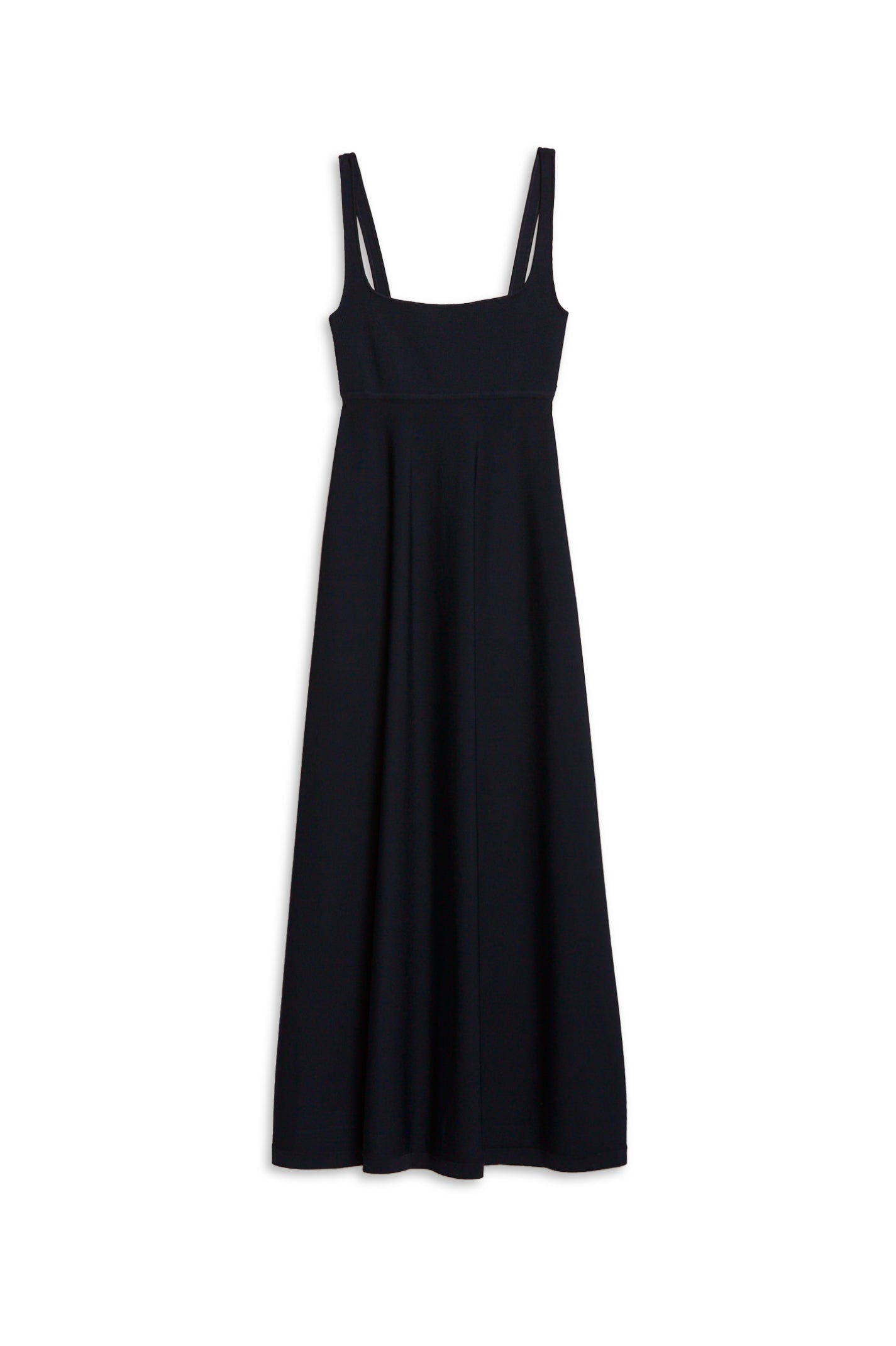 CREPE KNIT SQUARE NECK DRESS - NAVY
