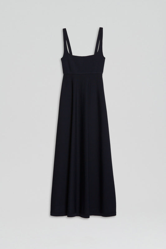 CREPE KNIT SQUARE NECK DRESS - NAVY