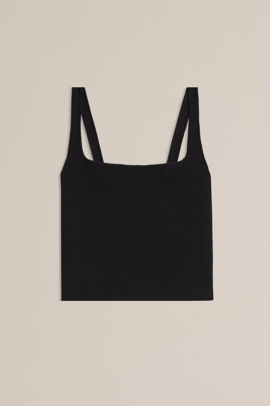 CREPE KNIT SQUARE CAMISOLE - BLACK